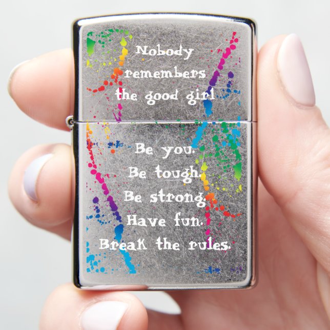 [Nobody Remembers The Good Girl] Paint Splatter Zippo Lighter (In Hand)