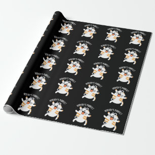 Nobody's Purrfect Funny Cat Pun Dark BG Wrapping Paper
