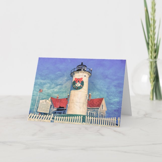 Nobska Lighthouse Woods Hole MA Letterpress Thank You Card (Front)