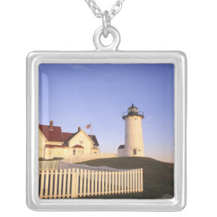 Nobska Lighthouse, Woods Hole, Massachusetts Silver Plated Necklace