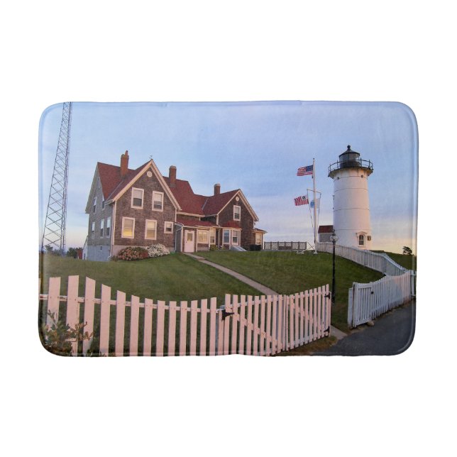 Nobska Point Lighthouse, Cape Cod Massachusetts Bathroom Mat (Front)