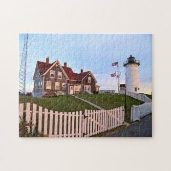 Nobska Point Lighthouse  Mass Jigsaw Puzzle by LighthouseGuy at Zazzle