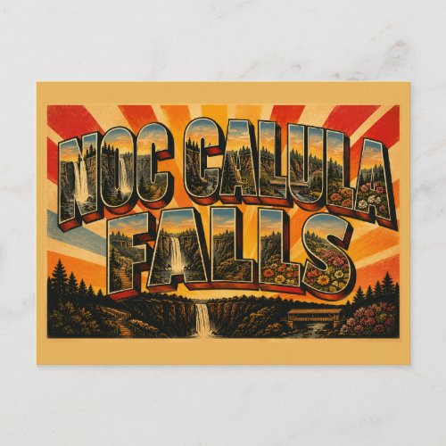 Noccalula Falls Alabama Waterfall Forest Vintage Postcard