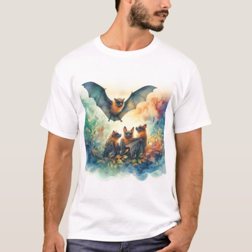 Noctules in Harmony 030624AREF102 _ Watercolor T_Shirt