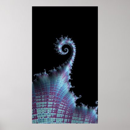Noctunal Blue Sea Monster Fractal Abstract Poster