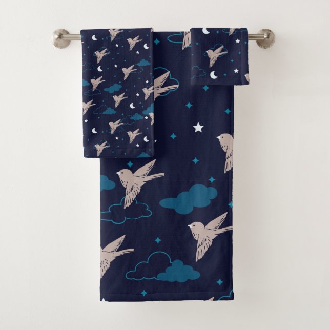  Nocturnal Bird in the Night Bath Towel Set (Insitu)