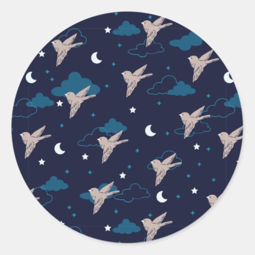  Nocturnal Bird in the Night Classic Round Sticker