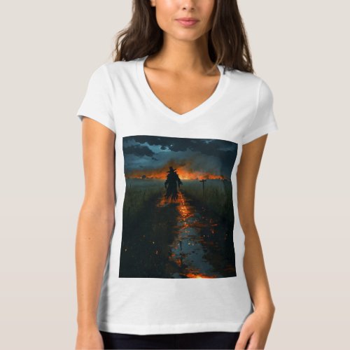 Nocturnal Blaze Field Fires Designer T_Shirt T_Shirt