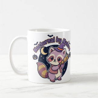 Nocturnal by Nature - Cute Witchy Raccoon Coffee Mug
