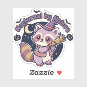 Nocturnal by Nature - Cute Witchy Raccoon Sticker