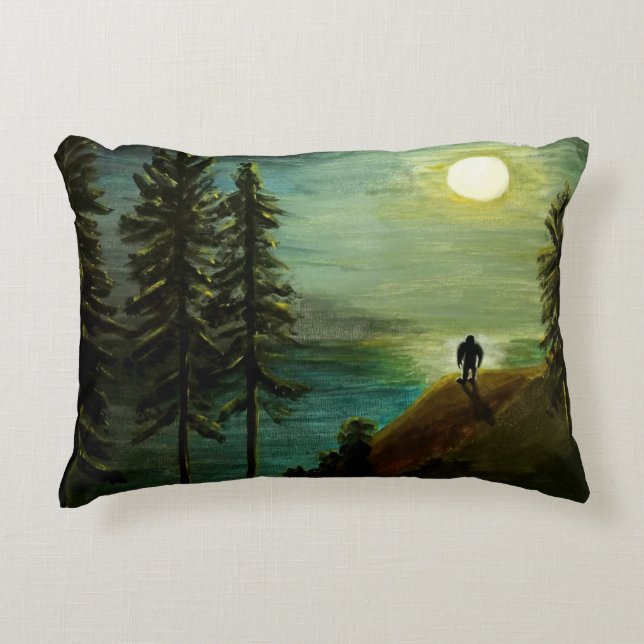 "Nocturnal Creature" - Bigfoot, Sasquatch Pillow (Front)
