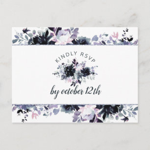 Nocturnal Dusty Blue Wedding Meal Choice RSVP Postcard