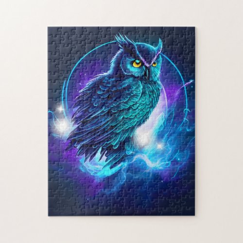 Nocturnal Enigma Glow of  Mysterious Owl Jigsaw Puzzle