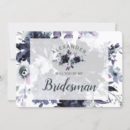 Nocturnal Floral Be My Bridesman Proposal Card