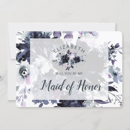 Nocturnal Floral Be My Maid of Honor Proposal Card