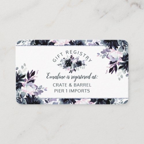 Nocturnal Floral Bridal Shower Gift Registry Enclosure Card