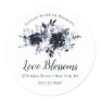 Nocturnal Floral Custom Text Business Logo Classic Round Sticker