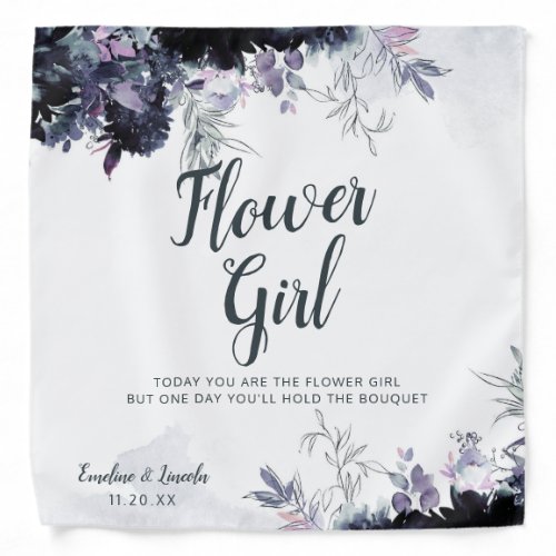 Nocturnal Floral Flower Girl Quote Handkerchief Bandana