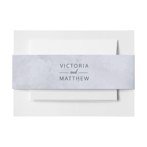 Nocturnal Floral Gray Watercolor Wedding Monogram Invitation Belly Band