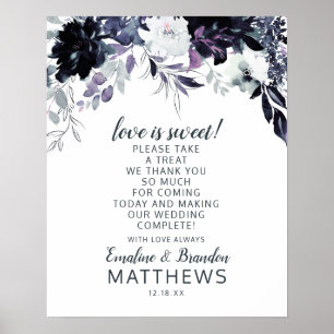 Nocturnal Floral Love is Sweet Treat Wedding Sign
