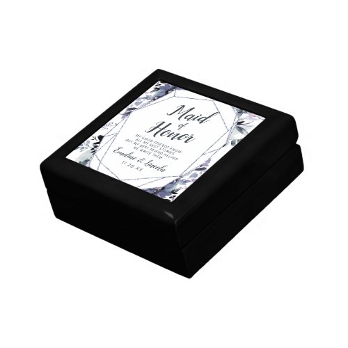 Nocturnal Floral Maid of Honor Quote Personalized Gift Box