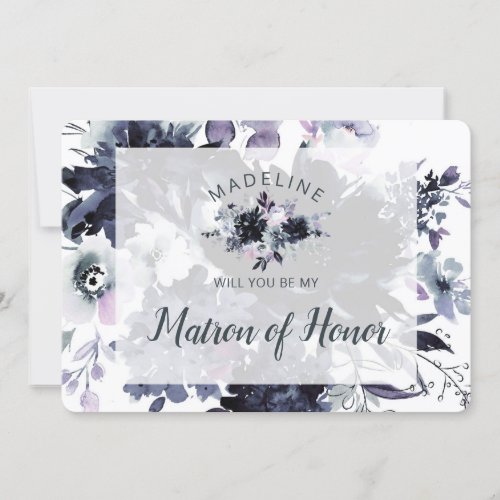Nocturnal Floral Matron of Honor Proposal Card