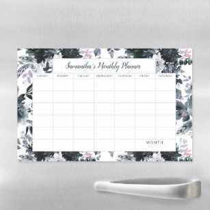 Nocturnal Floral Monthly Planner Calendar Magnetic Dry Erase Sheet