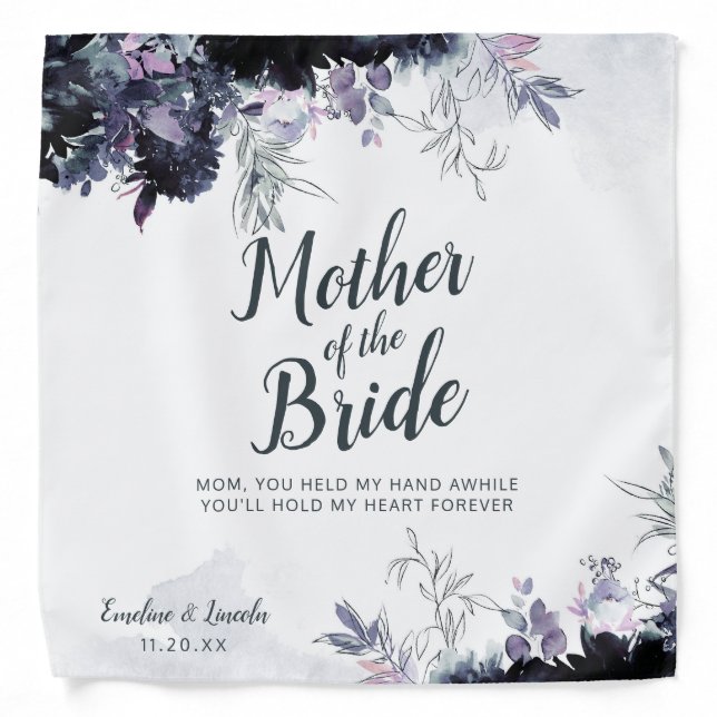 Nocturnal Floral Mother of the Bride Handkerchief Bandana (Front)