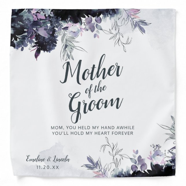Nocturnal Floral Mother of the Groom Handkerchief Bandana (Front)