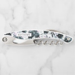 Nocturnal Floral Navy Blue Wedding Monogram Waiter's Corkscrew<br><div class="desc">Nocturnal Floral Watercolor Lush Flower Design with Hand Painted Stems, Vines, Leaves, Foliage. Colorful Navy blue, Dusty blue, Dark almost Black Gray, and hints of Mauve pink. With Hand Drawn Line elements, Swirly Chic Hand Lettered Brush Script Fonts, and Elegant Silver Rectangle Border Frame - Wedding Monogram Newlywed Keepsake Corkscrew!...</div>