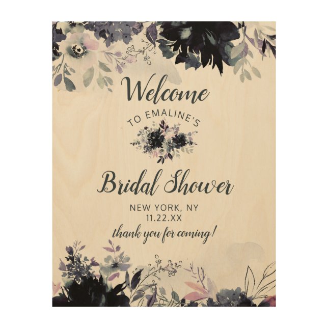 Nocturnal Floral Navy \Bridal Shower Welcome Sign (Front)