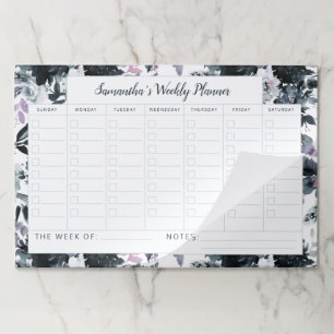 Nocturnal Floral Navy Weekly Planner Calendar Paper Pad