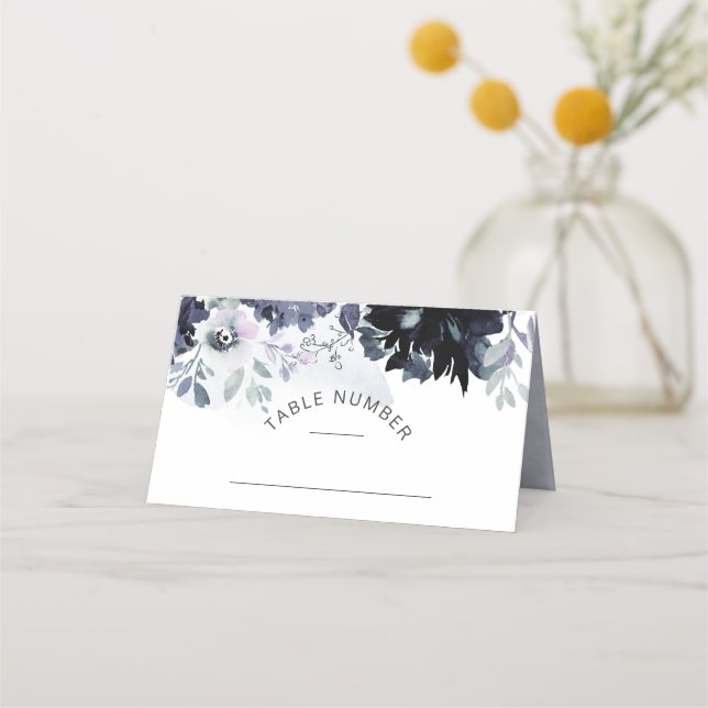 Nocturnal Floral Seating Wedding Table Number Place Card (Front)