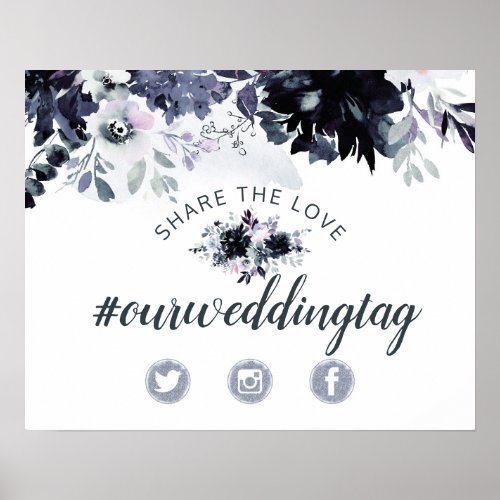 Nocturnal Floral Share the Love Wedding Sign