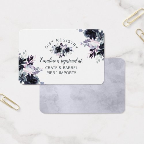 Nocturnal Floral Shower Gift Registry Insert Card