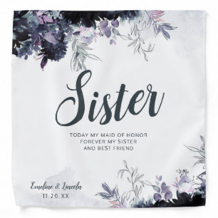 Nocturnal Floral Sister Quote Handkerchief Bandana