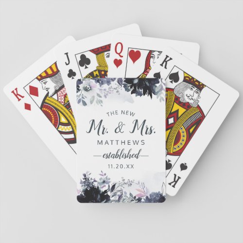 Nocturnal Floral The New Mr and Mrs Newlyweds Poker Cards