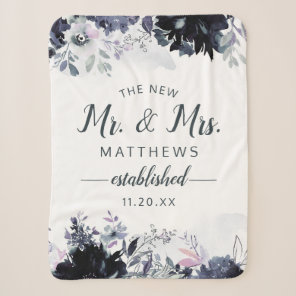 Nocturnal Floral Thew New Mr. & Mrs. Newlywed Sherpa Blanket