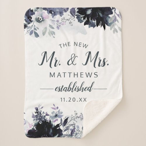 Nocturnal Floral Thew New Mr  Mrs Newlywed Sherpa Blanket