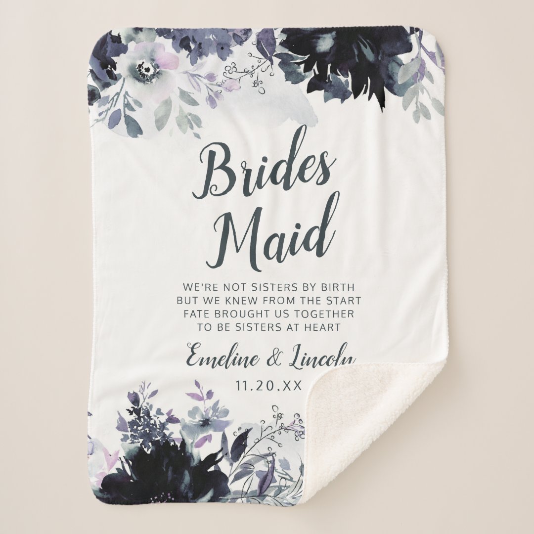 Nocturnal Floral To the Bridesmaid Quote Sherpa Blanket Zazzle