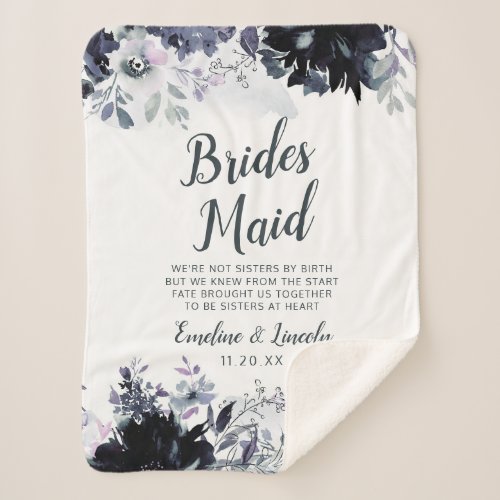 Nocturnal Floral To the Bridesmaid Quote Sherpa Blanket