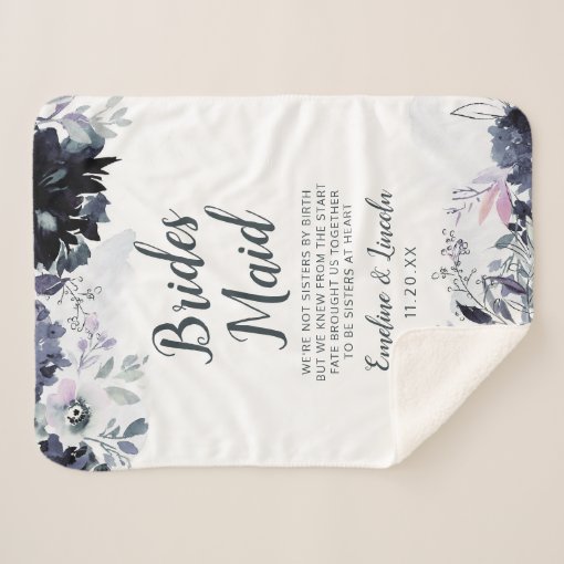 Nocturnal Floral To the Bridesmaid Quote Sherpa Blanket Zazzle
