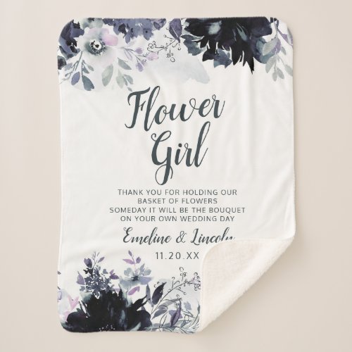 Nocturnal Floral To the Flower Girl Quote Sherpa Blanket