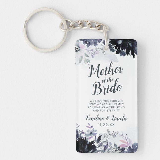 Nocturnal Floral To the Mother of the Bride Quote Keychain (Front)