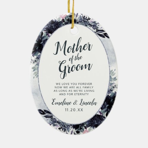 Nocturnal Floral To the Mother of the Groom Quote Ceramic Ornament