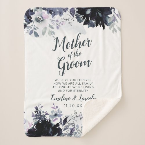Nocturnal Floral To the Mother of the Groom Quote Sherpa Blanket