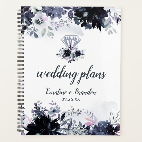 Nocturnal Floral Watercolor Chic Wedding Plans Planner