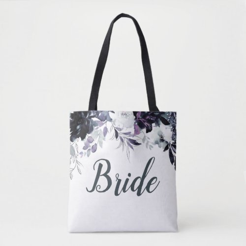 Nocturnal Floral Watercolor Elegant Bride Tote Bag