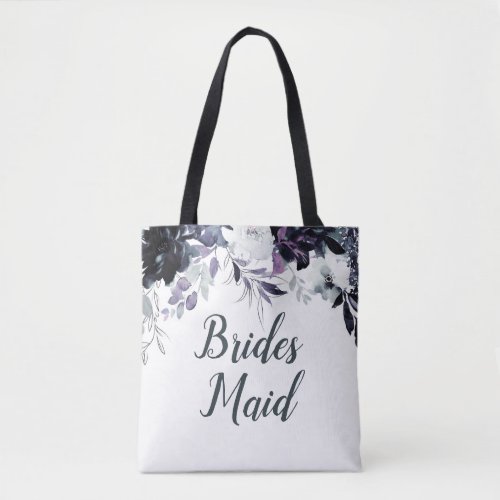 Nocturnal Floral Watercolor Elegant Bridesmaid Tote Bag