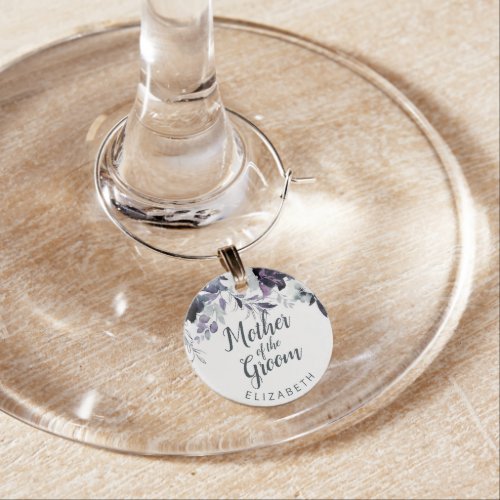 Nocturnal Floral Watercolor Mother of the Groom Wine Charm